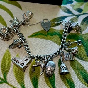 SOLID Sterling Silver Chain Link Charm Bracelet